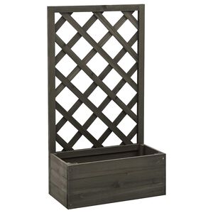 vidaXL Latwerkplantenbak 50x25x90 cm massief vurenhout grijs