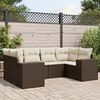 vidaXL 6-delige Loungeset met kussens poly rattan bruin