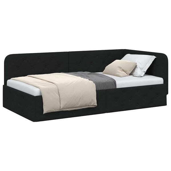 vidaXL Hoekbedframe met hoofdeinde Zwart 90 x 190 cm Stof