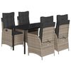 vidaXL 5-delige Tuinset met kussens poly rattan grijs