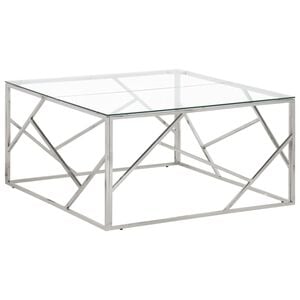 vidaXL Salontafel roestvrijstaal en gehard glas zilverkleurig