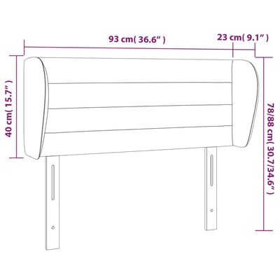 vidaXL Hoofdbord met randen 93x23x78/88 cm stof donkergrijs