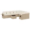 vidaXL 10-delige Loungeset met kussens poly rattan beige