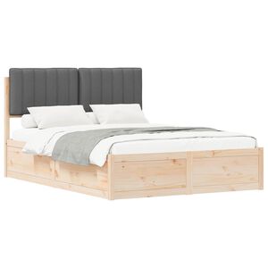 vidaXL Bedframe met Gevoerd Hoofdgedeelte Donkergrijs 135 x 190 cm