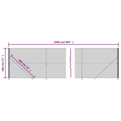 vidaXL Draadgaashek met flens 1,8x25 m antracietkleurig