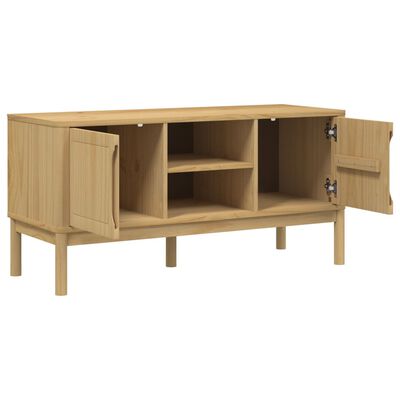 vidaXL Tv-meubel FLORO 114x43x55 cm massief grenenhout wasbruin