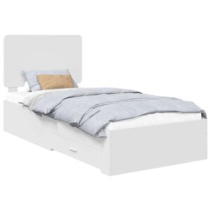 vidaXL Bedframe met hoofdeinde met lade Wit 75 x 190 cm Bewerkt hout