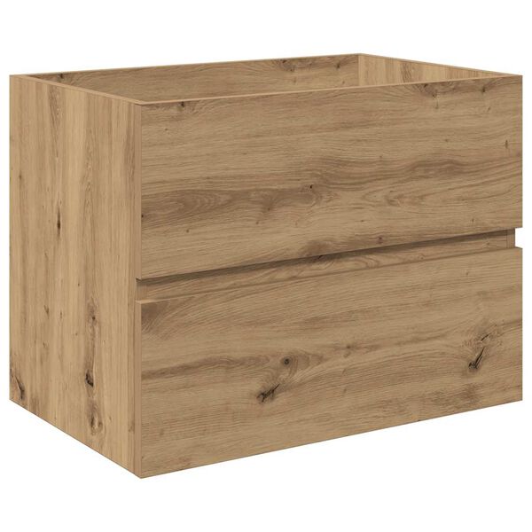 vidaXL Wastafelkast met ingebouwde wasbak en kraan artisanaal eiken