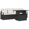 vidaXL Tuin Sofa Set met opslag 5 pcs Zwart en Cr&egrave;me poly rattan