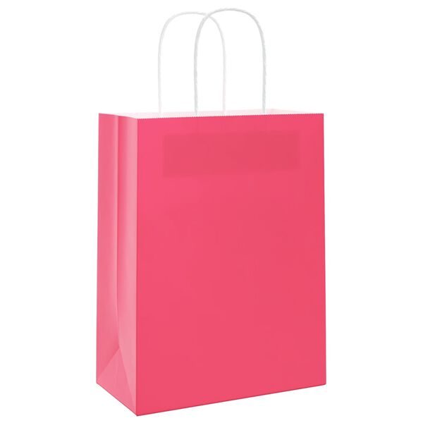 vidaXL Papieren zakjes 50 st met hengsels 21x11x28 cm roze