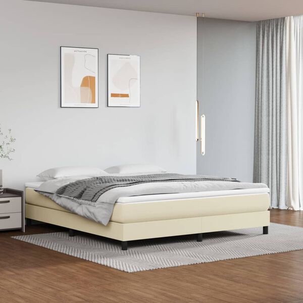 vidaXL Boxspring bed kunstleer cr&egrave;mekleurig 160x200 cm
