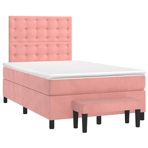 vidaXL Boxspring met matras fluweel roze 120x190 cm