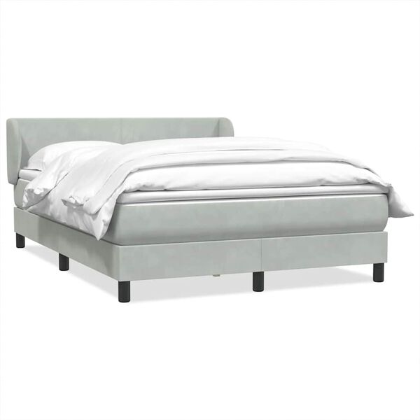 vidaXL Boxspring met matras fluweel lichtgrijs 160x210 cm