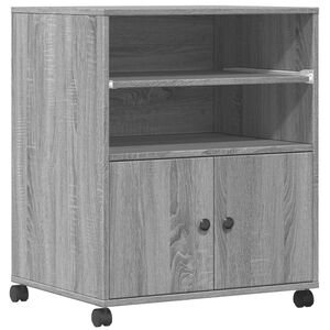 vidaXL Printerkastje met wielen 60x48x74 cm grijs sonoma eikenkleur