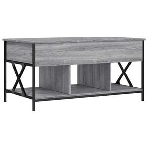 vidaXL Salontafel 100x55x50 cm bewerkt hout en metaal grijs sonoma