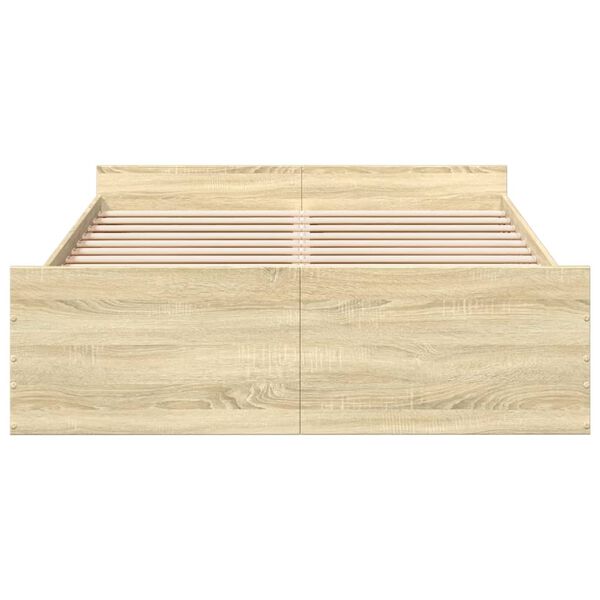 vidaXL Bedframe met lades bewerkt hout sonoma eikenkleurig 140x190 cm