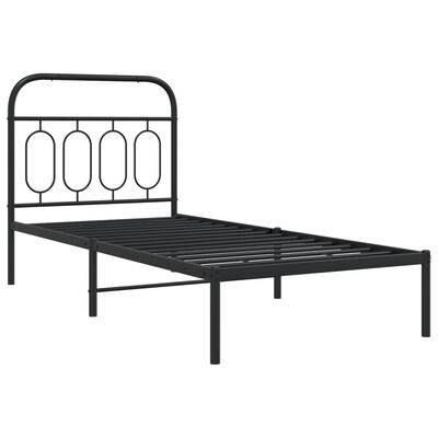 vidaXL Bedframe met hoofdbord metaal zwart 90x190 cm