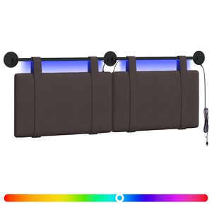 vidaXL Hangend hoofdbord Met LED-verlichting Donkerbruin Stof