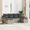 vidaXL Tuin Sofa Set met kussen met opslag 6 pcs Lichtgrijs Poly riet