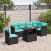 vidaXL 6-delige Loungeset met kussens poly rattan zwart