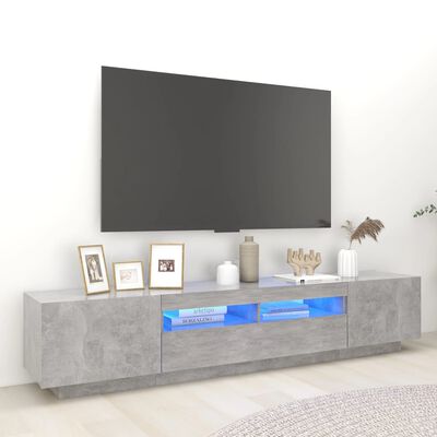 vidaXL Tv-meubel met LED-verlichting 200x35x40 cm betongrijs