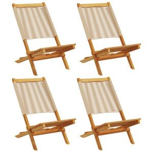 vidaXL Opklapbare stoelen, 4 stuks, beige, massief acaciahout