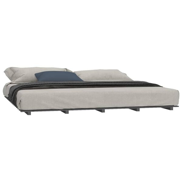 vidaXL Bedframe massief grenenhout grijs 180x200 cm