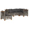vidaXL 5-delige Loungeset met kussens poly rattan grijs