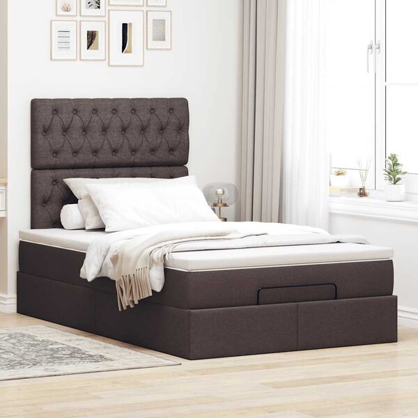 vidaXL Ottoman bed met matras 120x200cm stof donkerbruin