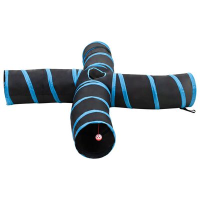 vidaXL Kattentunnel 4-voudig 25 cm polyester zwart en blauw