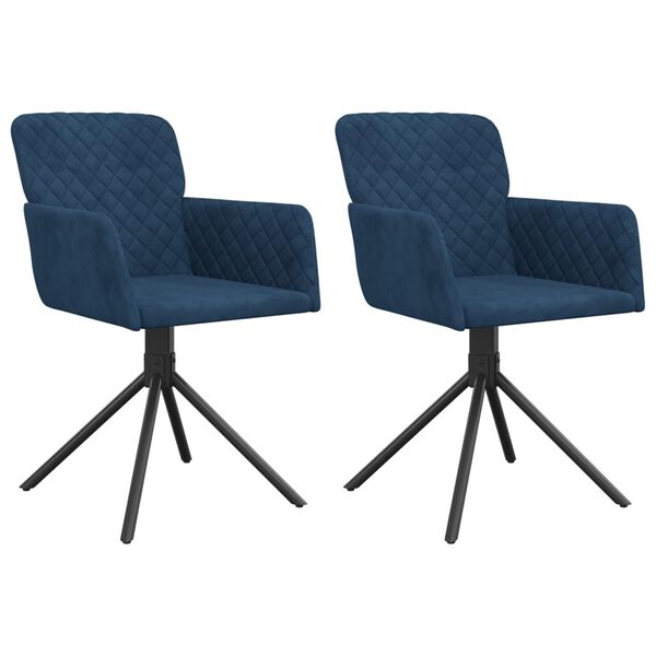 vidaXL Eetkamerstoelen draaibaar 2 st fluweel blauw