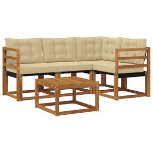 vidaXL Buiten bankenset met kussen 5 pcs Natuurlijk en Beige