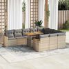 vidaXL 11-delige Tuinset met kussens poly rattan acacia beige