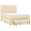 vidaXL Boxspring met matras stof cr&egrave;mekleurig 140x190 cm