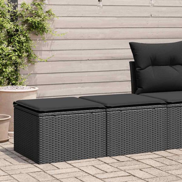 vidaXL 2-delige Loungeset met kussens poly rattan acacia zwart