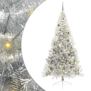 vidaXL Kunstmatig Voorverlicht Kerstboom met 300 LED Zilver 240 cm PET