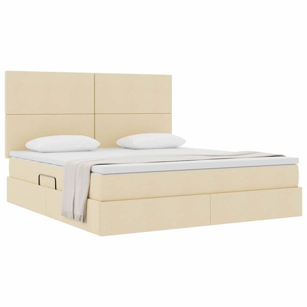 vidaXL Opslag bed met matras met matras Cr&egrave;me 160 x 200 cm Polyester