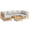 vidaXL 7-delige Loungeset met lichtgrijze kussens bamboe