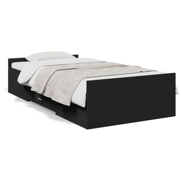 vidaXL Bedframe met lades bewerkt hout zwart 100x200 cm