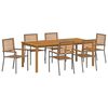 vidaXL Tuin eettafelset 7 pcs Grijs Massief Acaciahout