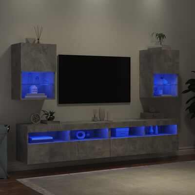vidaXL Tv-meubels met LED-verlichting 2 st 40,5x30x60 cm betongrijs