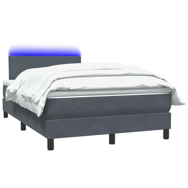 vidaXL Boxspring met matras en LED fluweel donkergrijs 120x210 cm