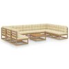 vidaXL 10-delige Loungeset met kussens massief grenenhout honingbruin