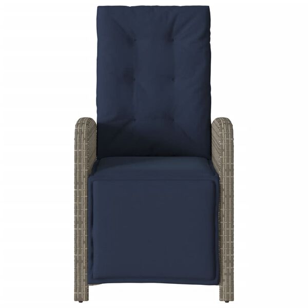 vidaXL Tuinstoel verstelbaar met voetensteun poly rattan grijs