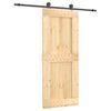 vidaXL Schuifdeur Naturel en Zwart 85 x 210 cm Massief Grenenhout