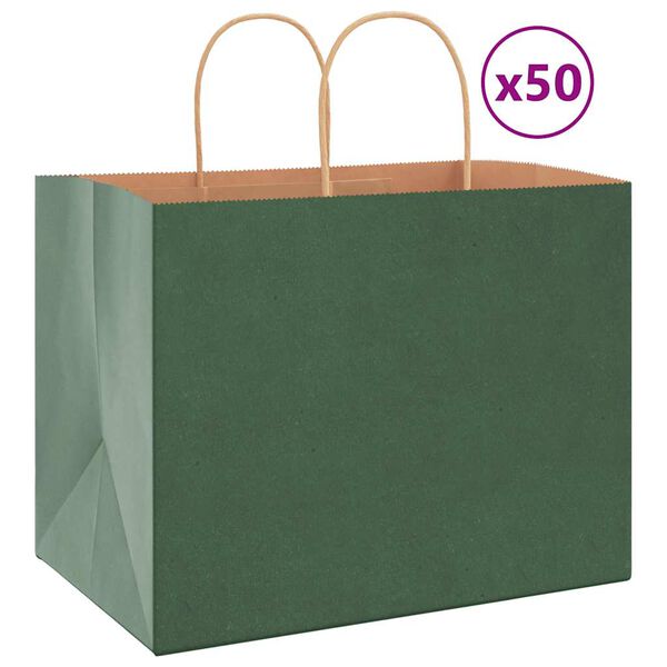 vidaXL Papieren zakken 50 st met hengsels 32x22x24 cm groen