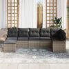 vidaXL Tuin Sofa Set met kussen met opslag 7 pcs Grijs Poly riet