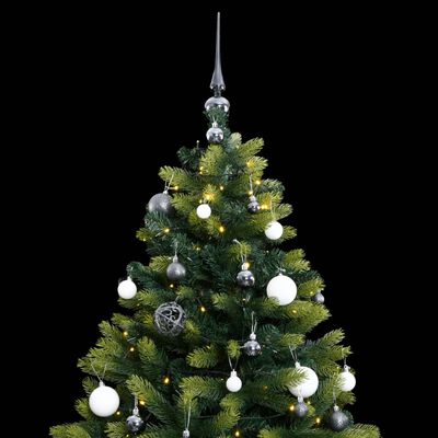 vidaXL Kunstkerstboom met scharnieren 300 LED's en kerstballen 240 cm