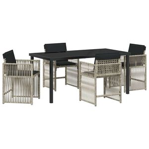 vidaXL Tuin eettafelset 5 pcs Lichtgrijs poly rattan