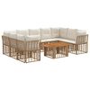 vidaXL Tuinbankenset 10 st Natuurlijk en Cr&egrave;me Wit poly rattan
